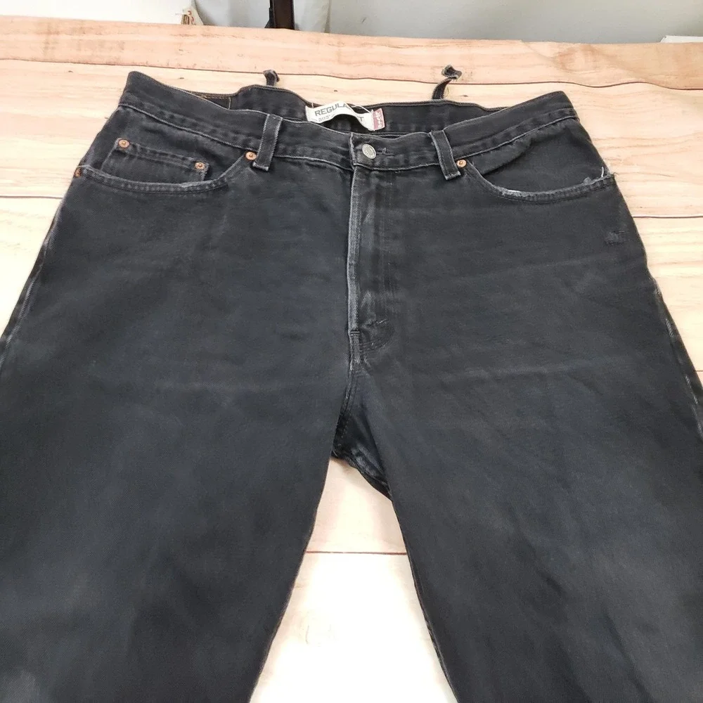 VINTAGE Levis 505 Jeans Mens‎ 38x30 Black Regular Straight Leg Outdoor Adult *